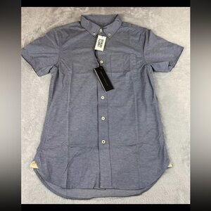 Nifty Genius Men's Blue Button Down Short Sleeve Casual Shirt size XS